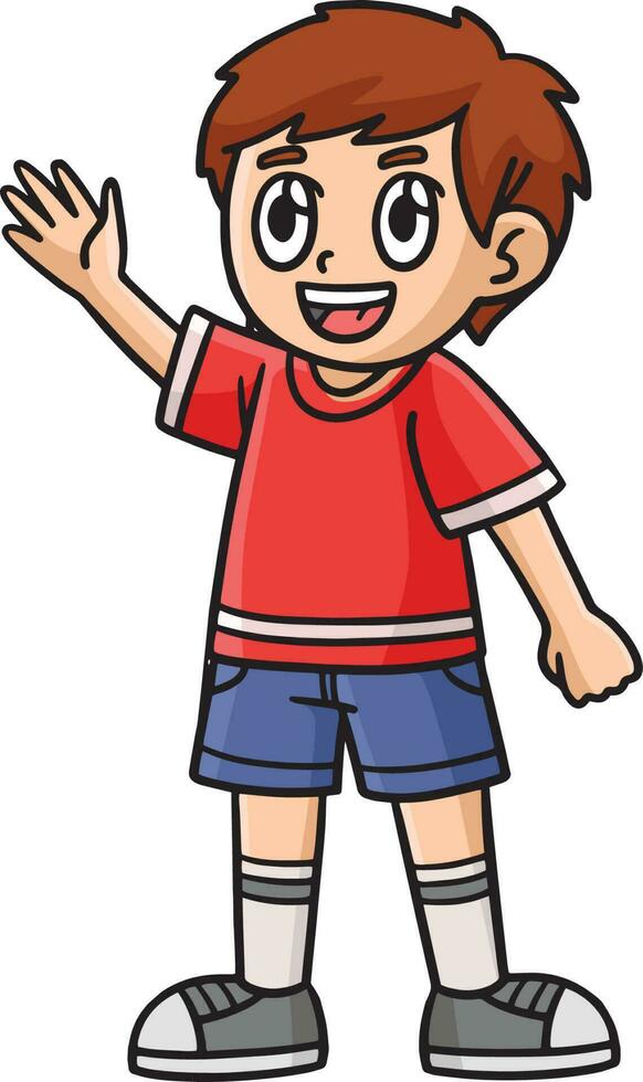 Happy Boy Cartoon Colored Clipart Illustration vector