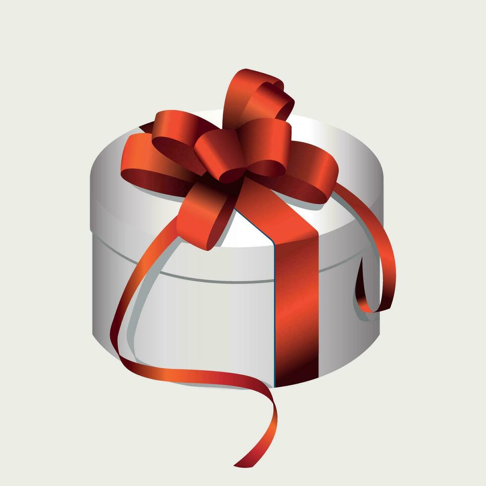 white paper box with red ribbons and bow vector