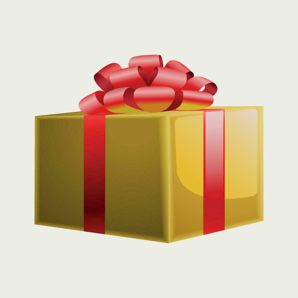 yellow paper box with red ribbons and bow vector