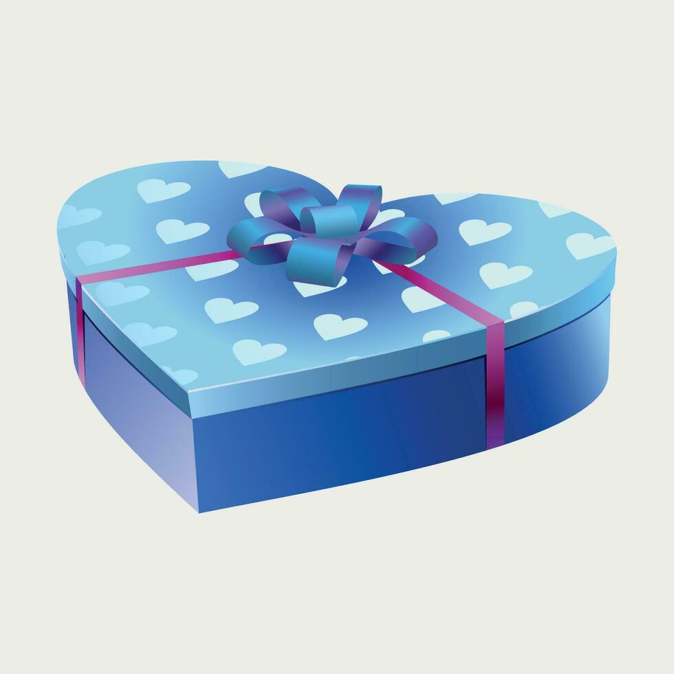 blue heart shaped paper box vector