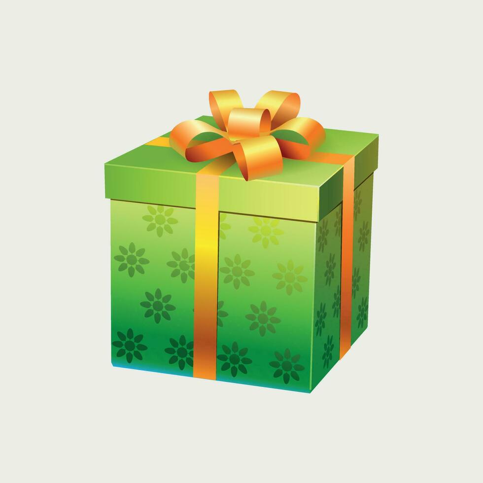 green box with ribbons and bow vector