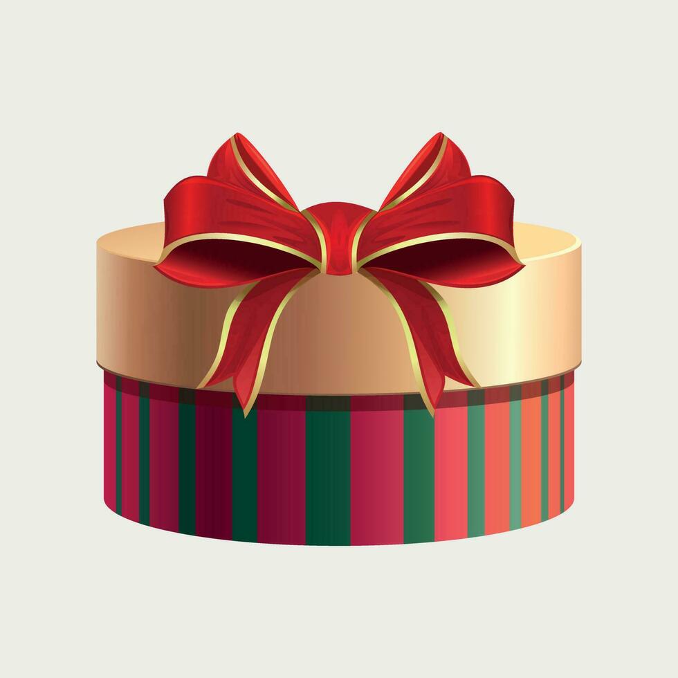 red and green paper box with bow vector