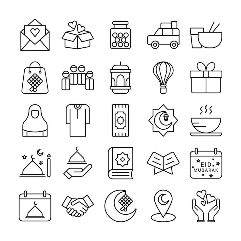 Eid al-Adha icon set. outline icon vector