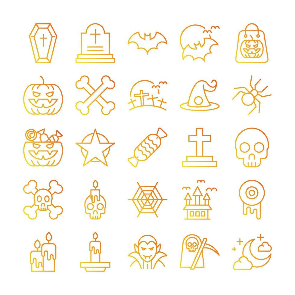halloween icon set. gradient icon vector
