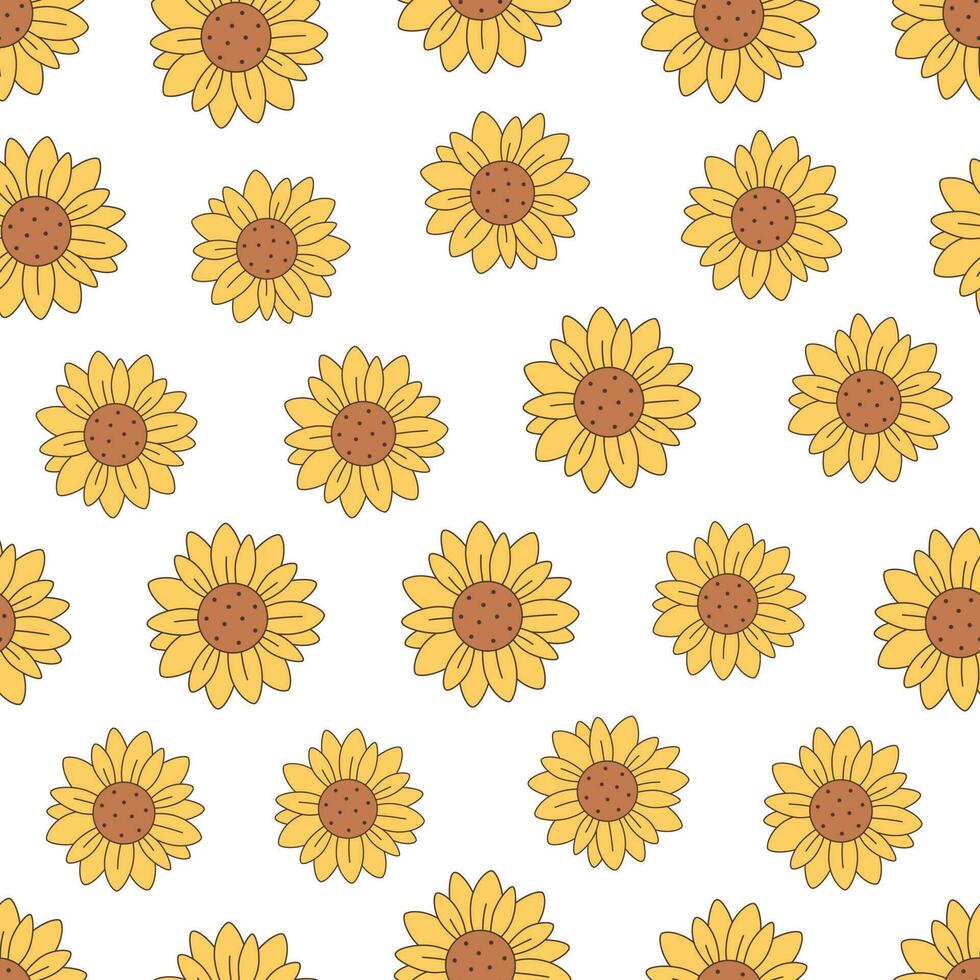 Cute sunflowers seamless pattern. Retro, vintage style. Design for textile, wrapping paper, fabrics vector