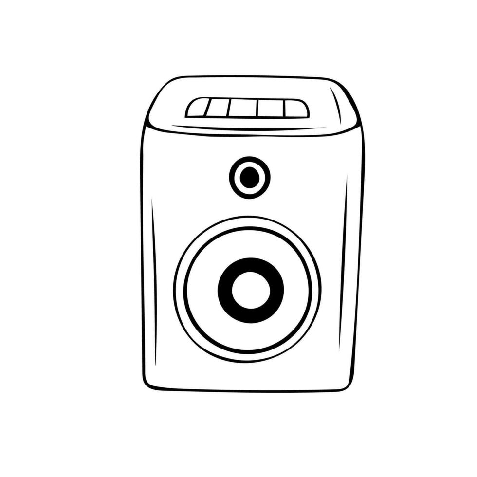 Hand drawn Music speaker icon. Cartoon illustration of music speaker vector icon on white background.