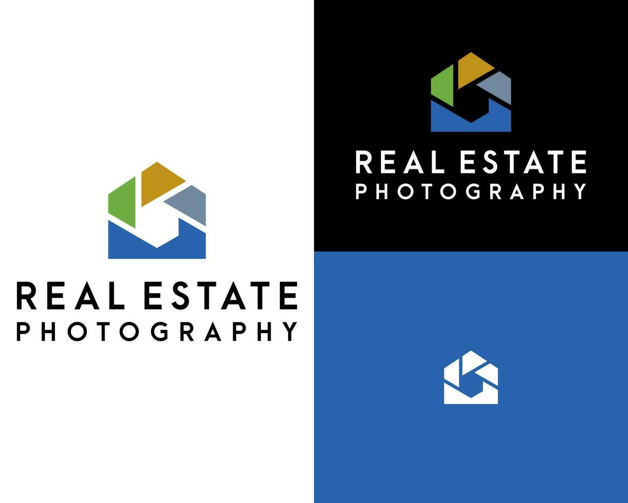 real inmuebles fotografía logo y marca identidad para un real inmuebles fotografía empresa vector