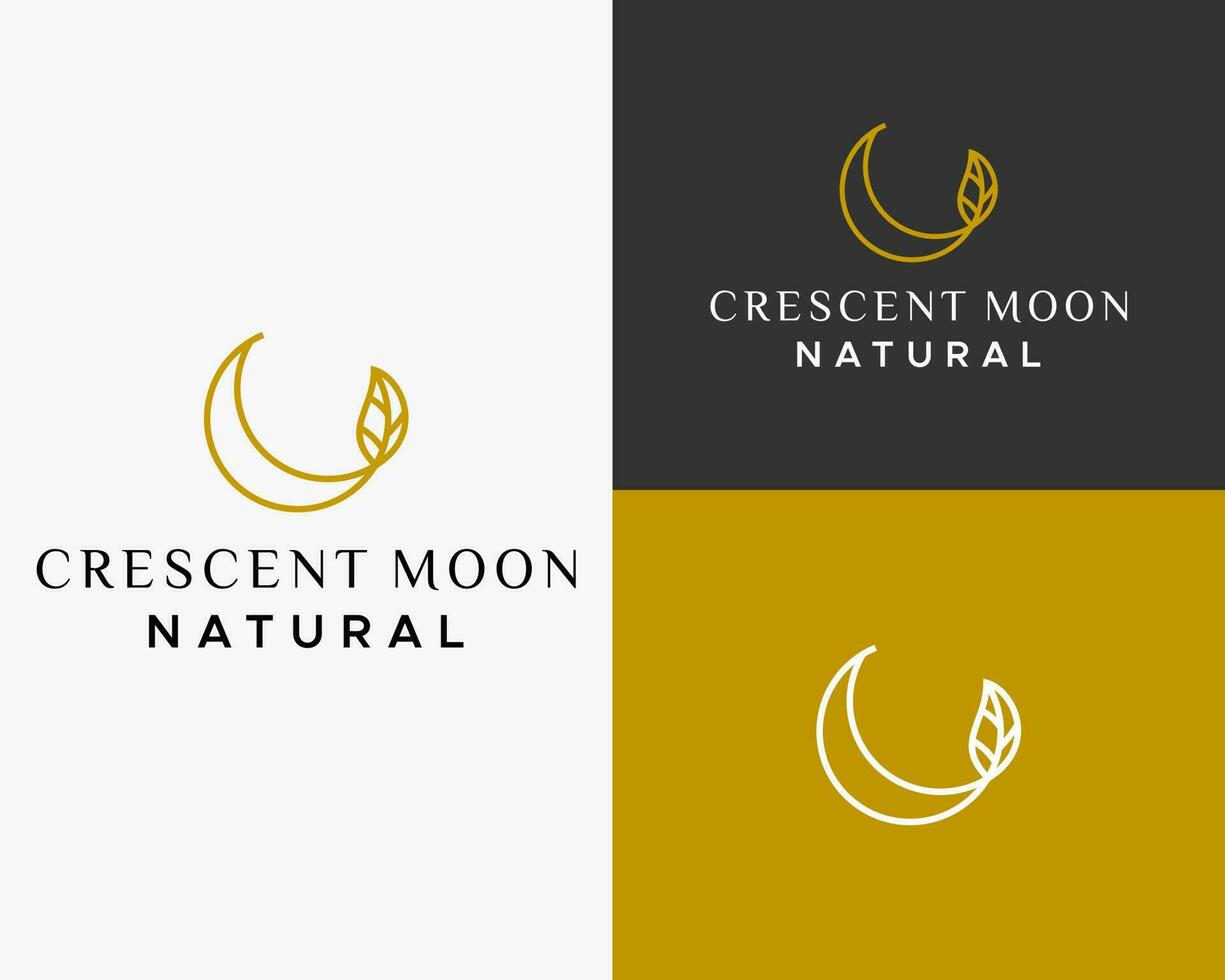 logo para un natural producto llamado creciente Luna natural vector