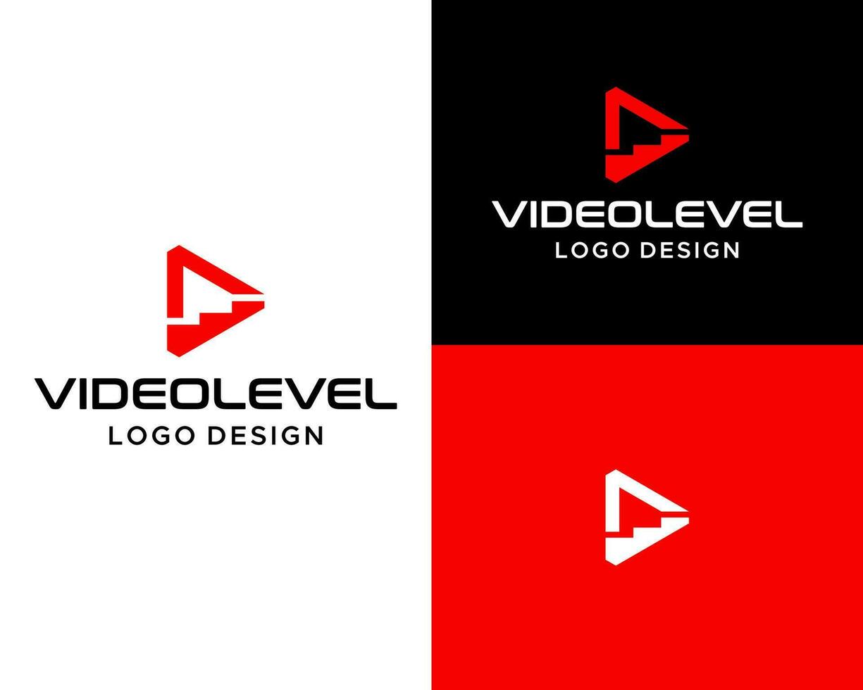 triángulo jugar botón vídeo logo escalera arriba logo diseño vector. vector