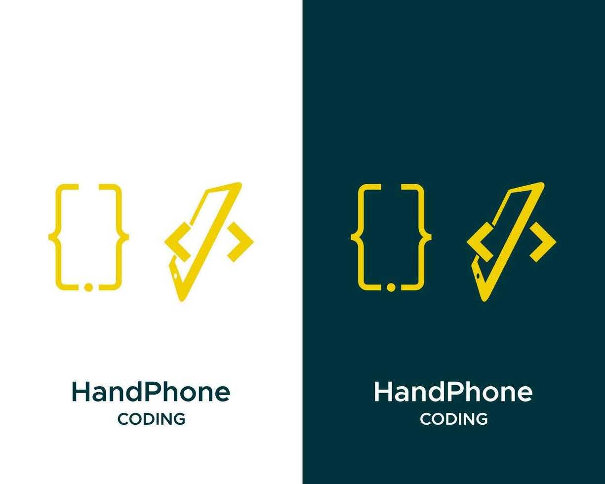 Handphone symbol coding logo design vector. vector