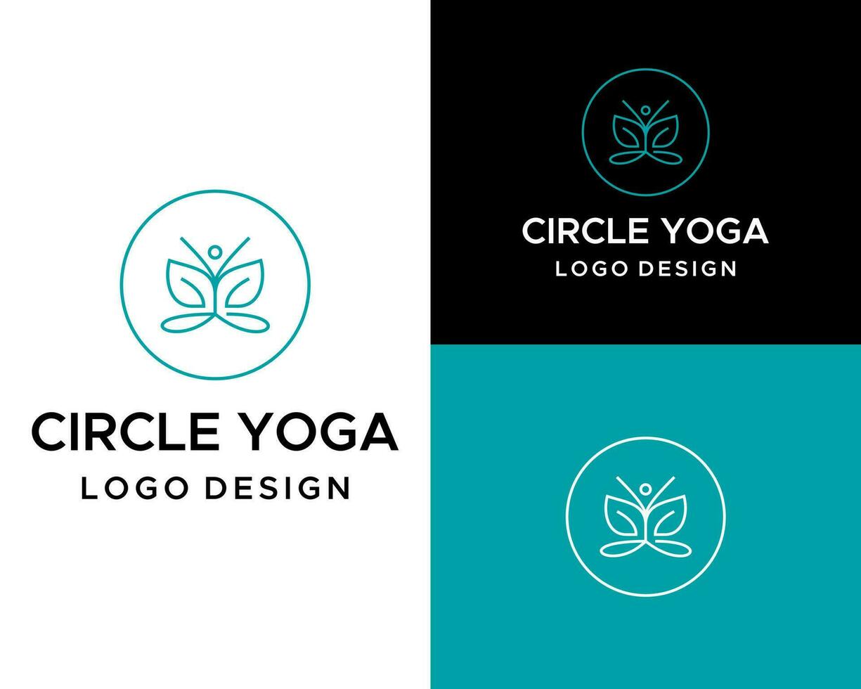 Nature yoga health human sport meditation logo design vector. vector