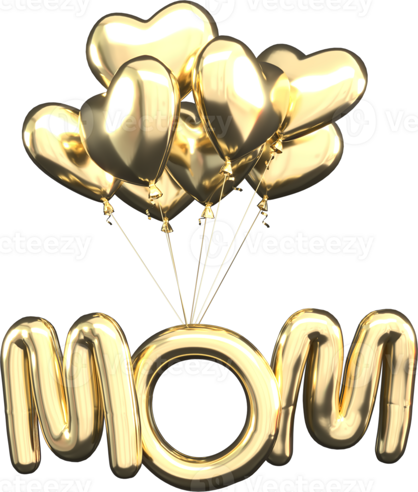 Mother's Day and Valentine's Day greeting card, 3D rendering of celebrations on special days. png