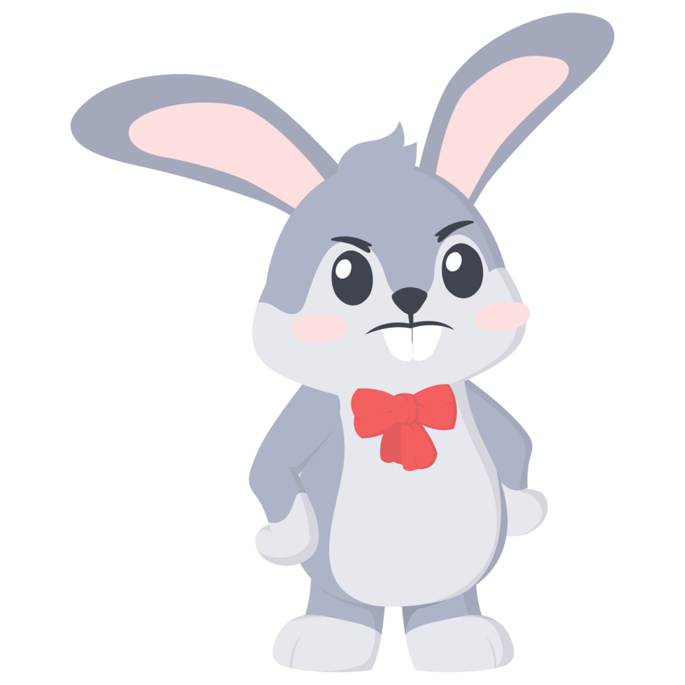 Cute Rabbit Angry PNG Illustrations