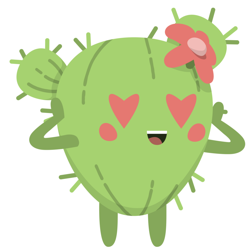schattig cactus liefde ogen PNG illustraties