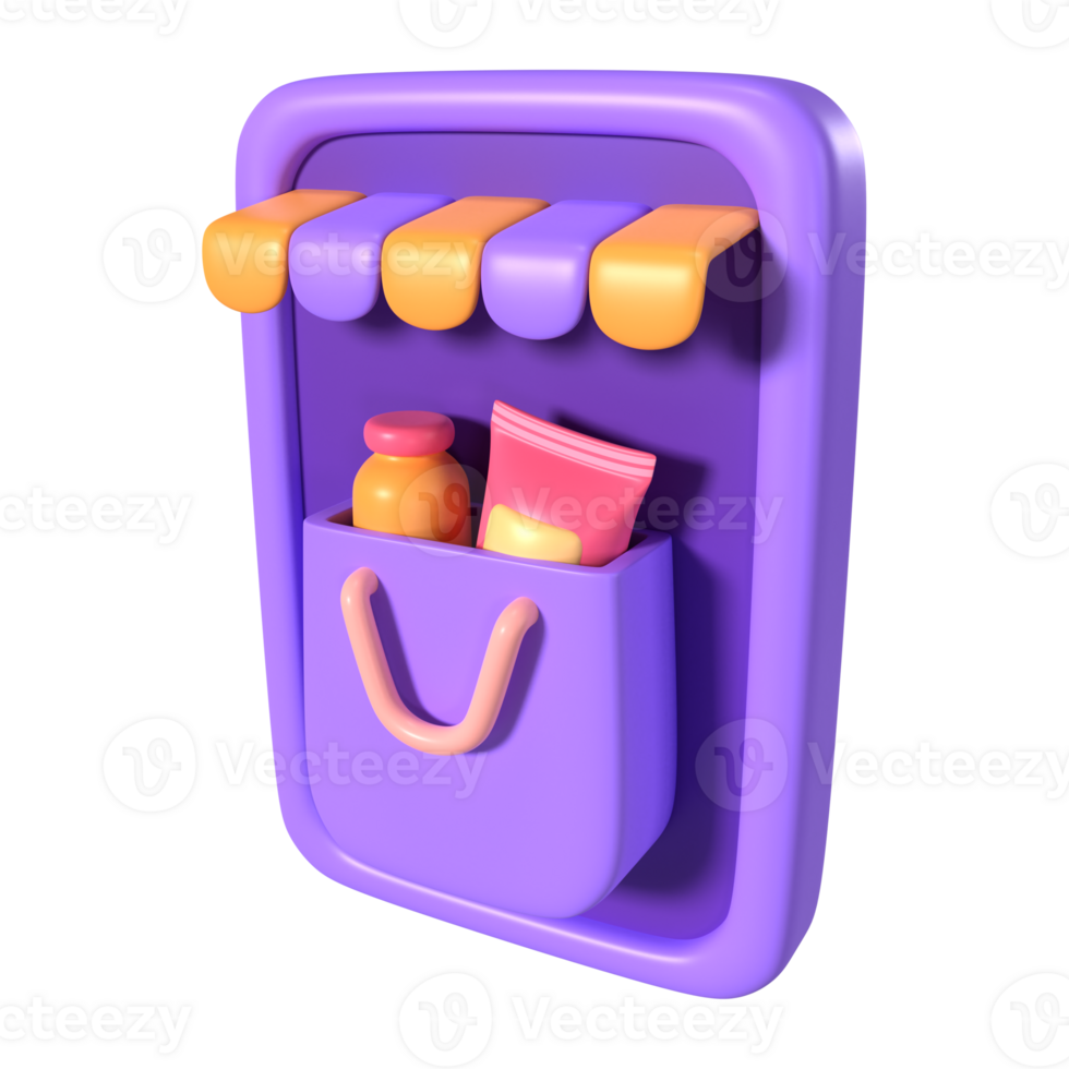 Mobile Shopping 3D Illustration Icon png