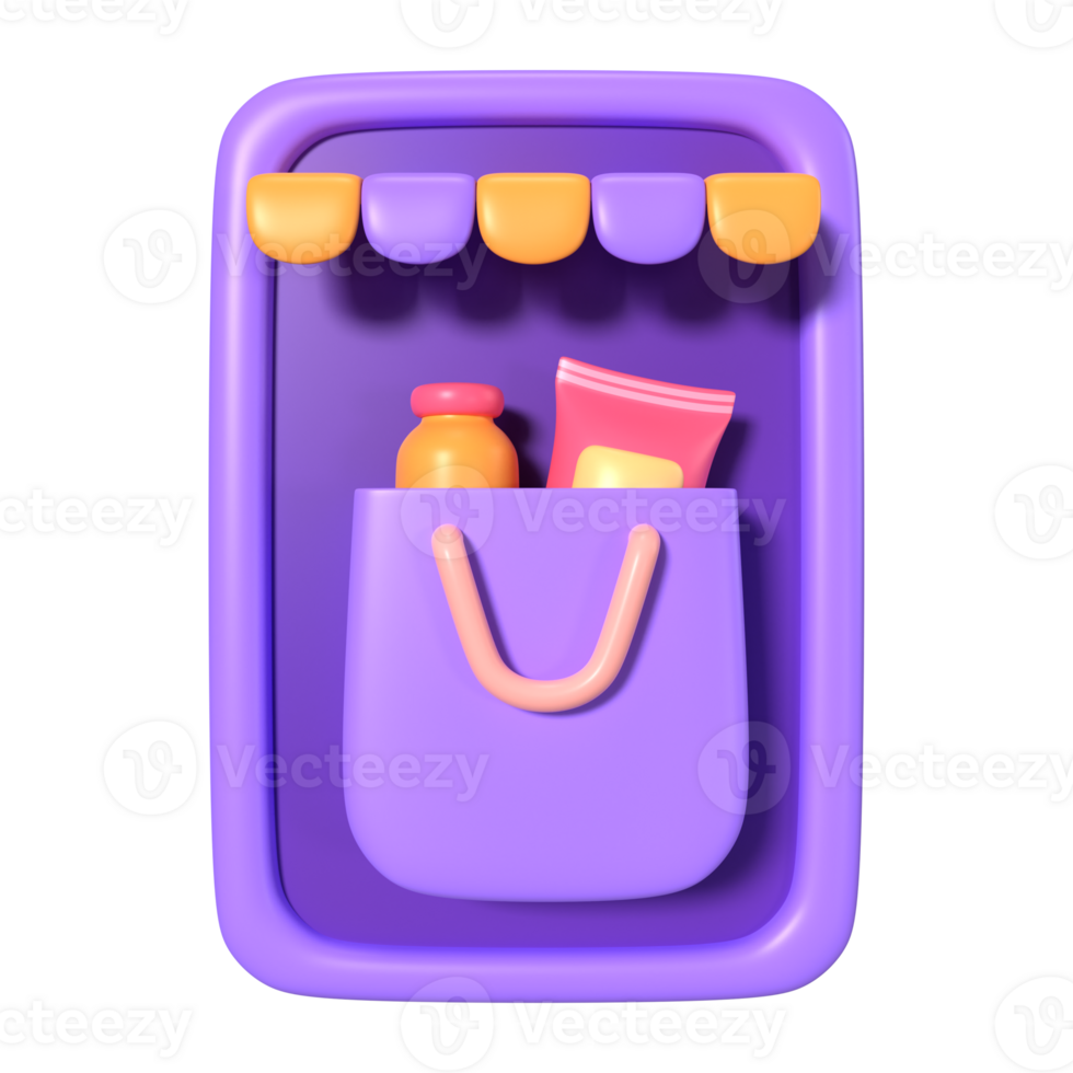 Mobile Shopping 3D Illustration Icon png