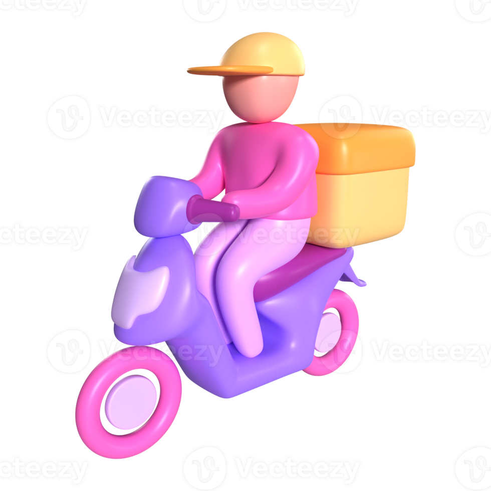 Motorcycle Courier 3D Illustration Icon png