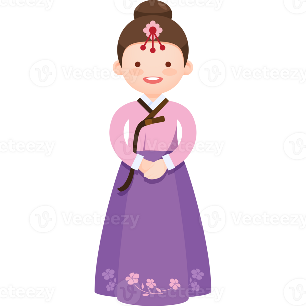 Korea girl in Hanbok Dress png