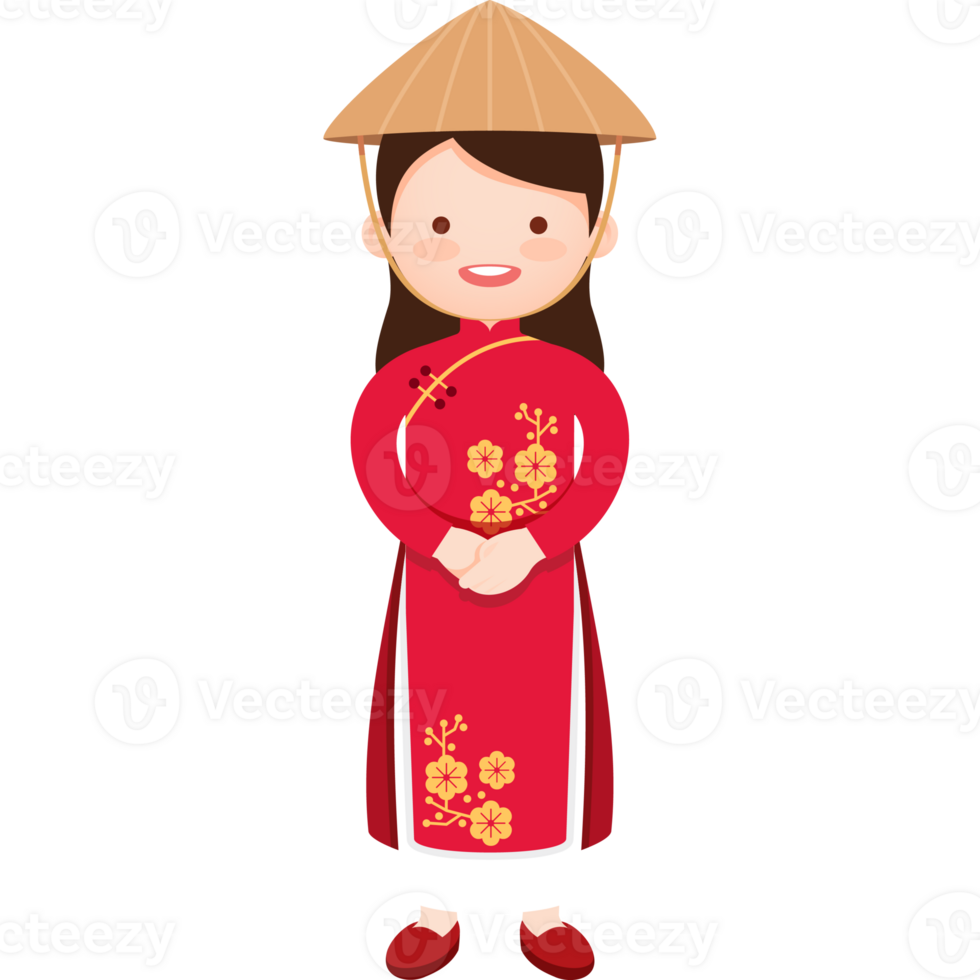 Girl in Ao Dai Vietnam national costume png