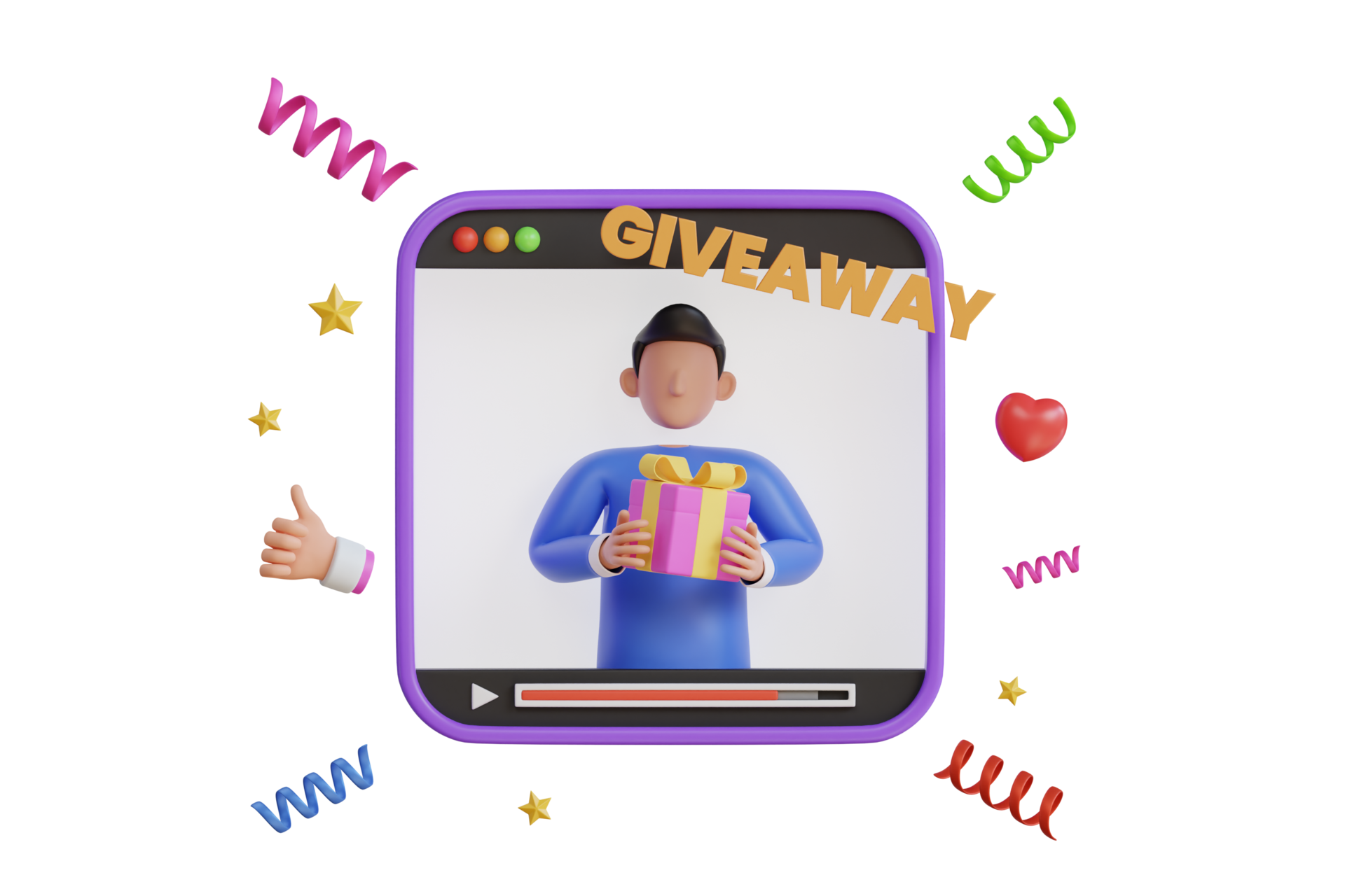 Free Blogger holding gift box. Social media influencer giveaways