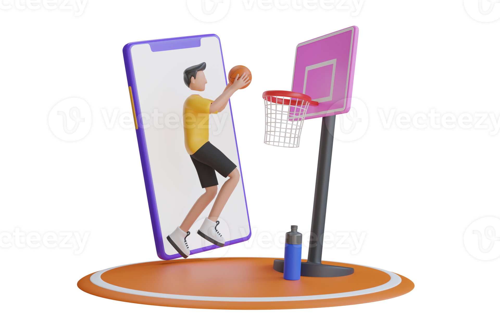 3D Basketball on smartphone. Online basketball games. Watch a live