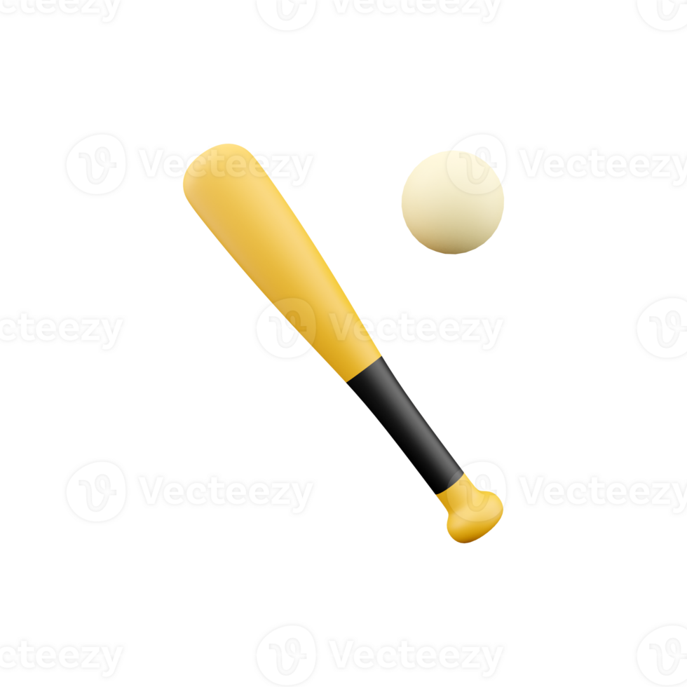 3d rendere baseball pipistrello e sfera. 3d interpretazione pipistrello e sfera. 3d rendere baseball pipistrello e palla illustrazione png