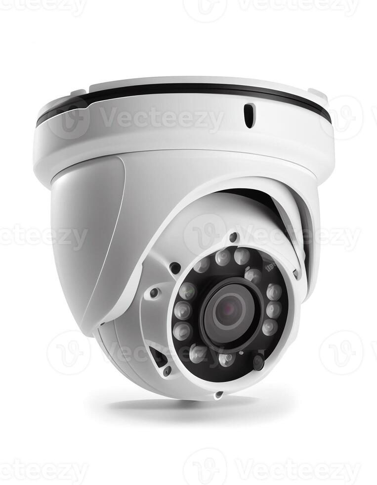 Security surveillance camera isolated on white background, created with photo