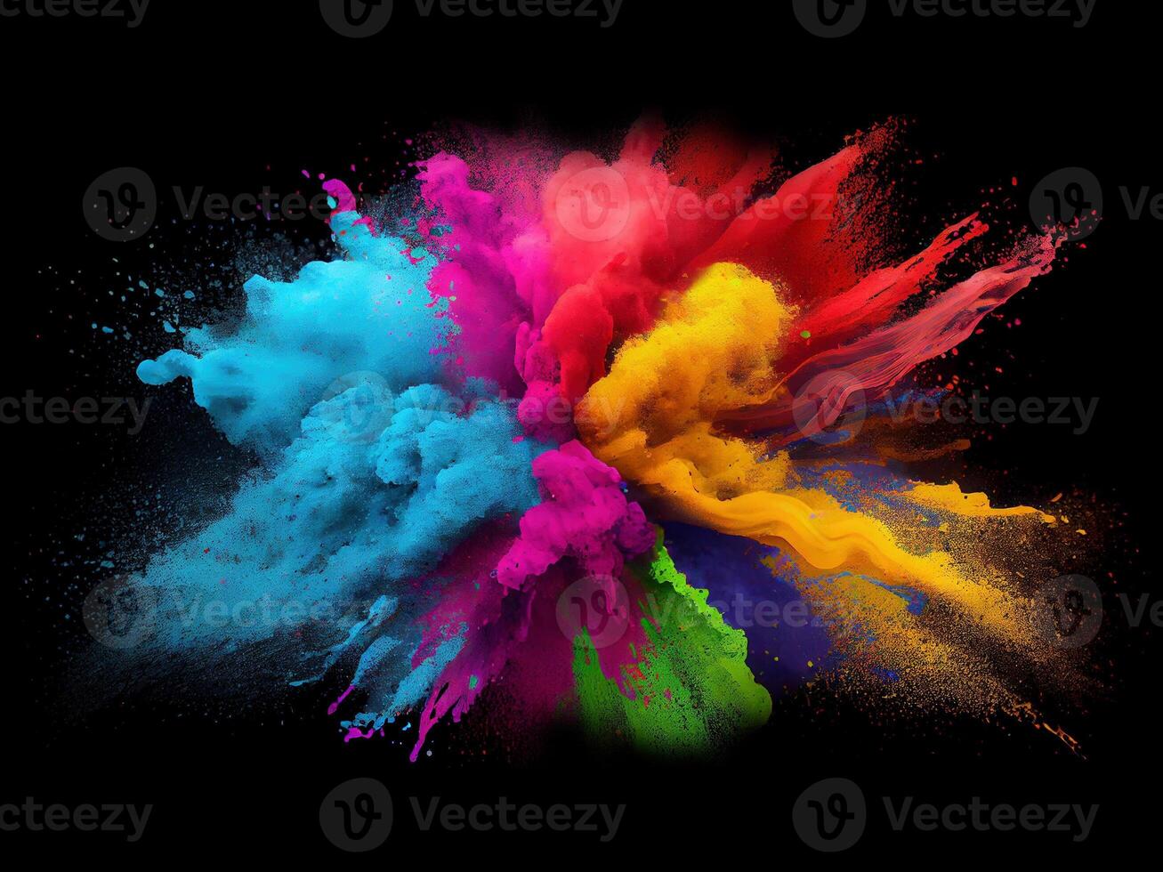 vistoso holi pintar explosión, creado con generativo ai foto