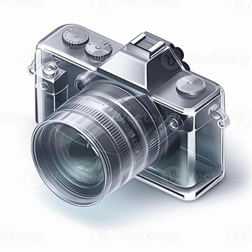 Camera icon with translucent glass, created with photo