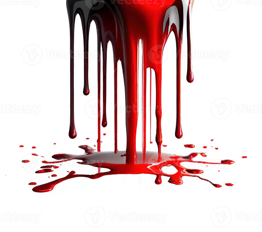 Blood dripping on white background, created with photo