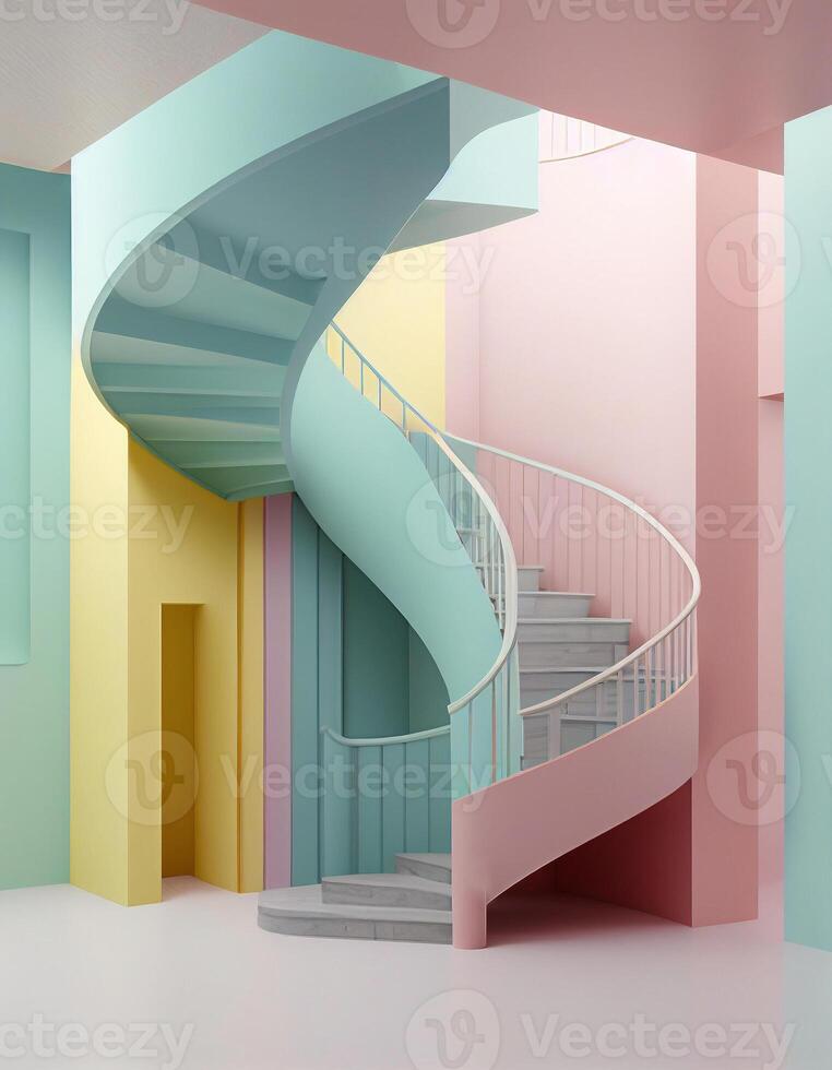 escalera en el pastel color interior, creado con generativo ai foto
