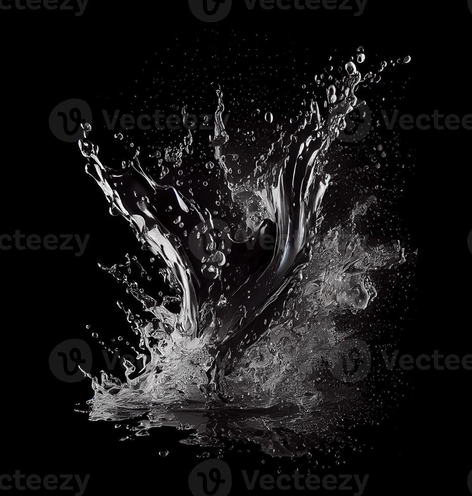 Water splash on black background, created with photo
