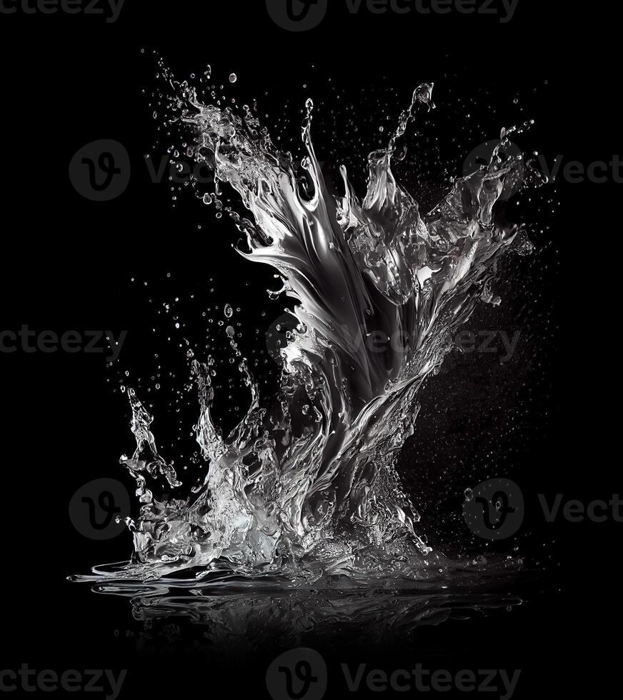 Water splash on black background, created with photo