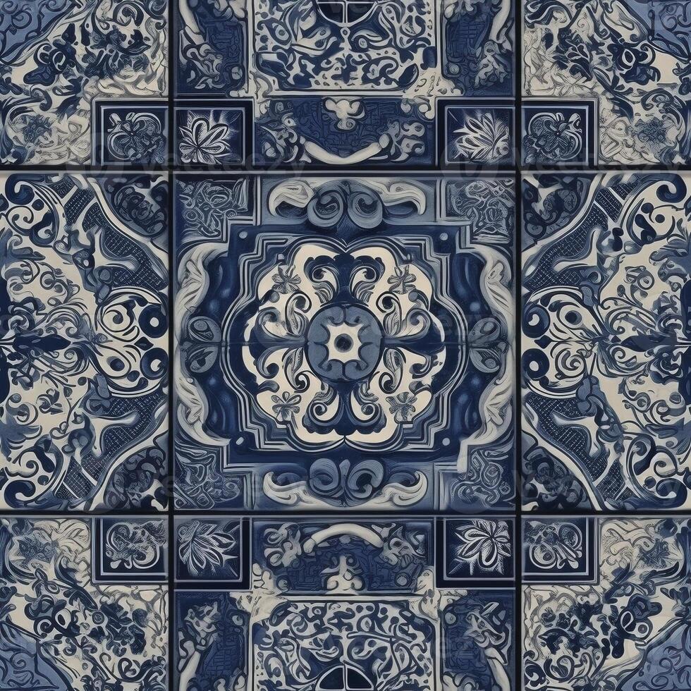 azulejos patrón, creado con generativo ai foto