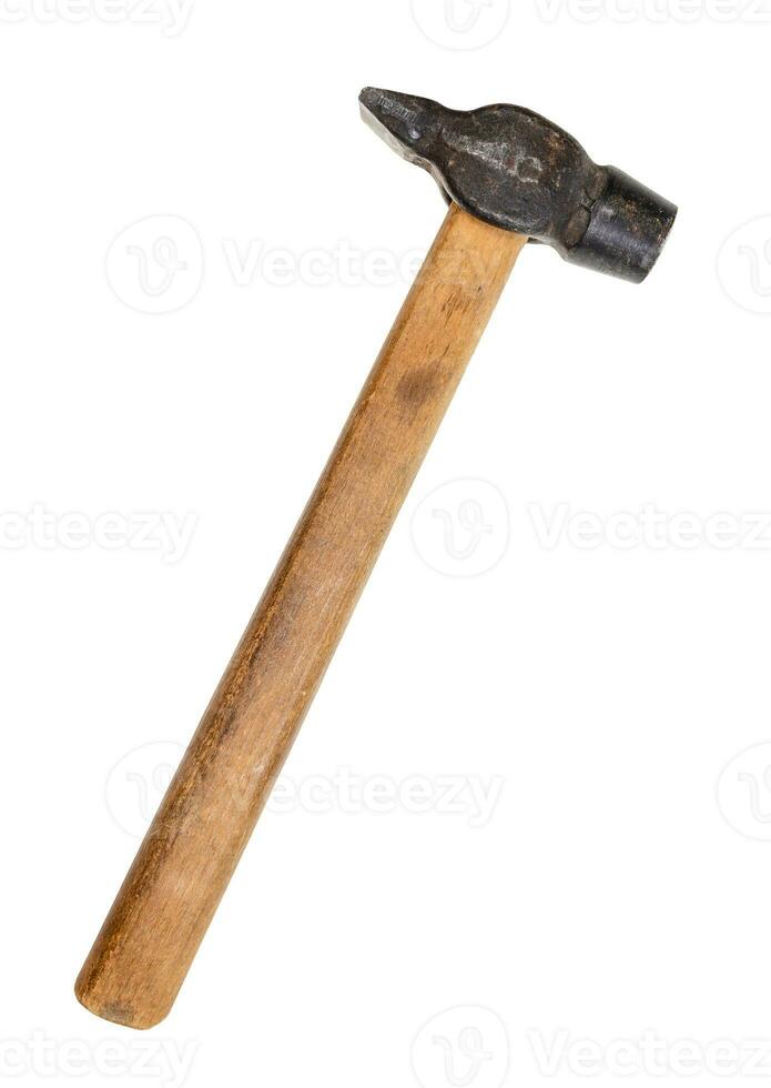 cross peen hammer with wooden handle isolated photo