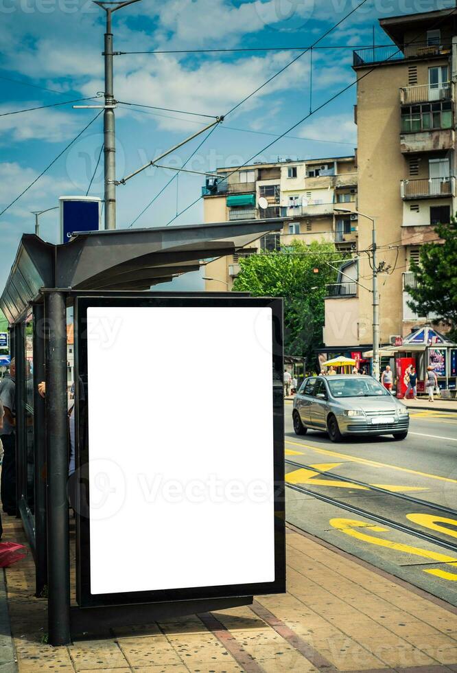 Blank billboard in the city photo