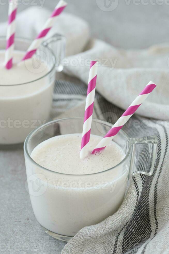 Vanilla smoothie in the glass photo