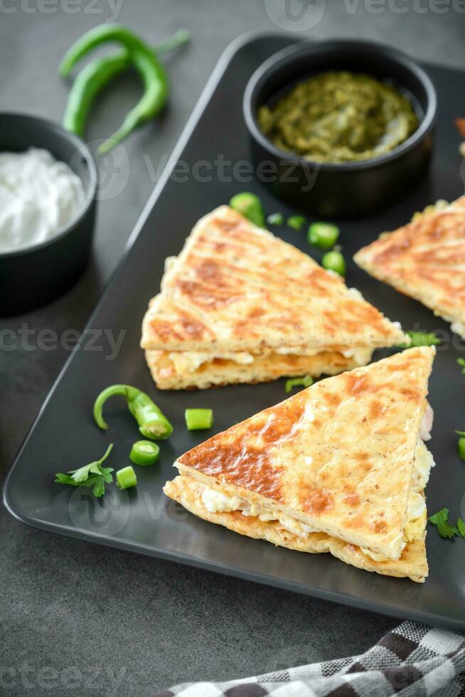 Cheesy tortilla sandwiches photo