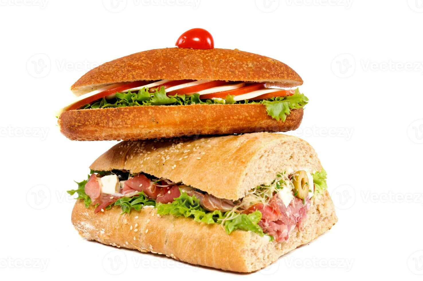 Sandwiches isolated on white photo