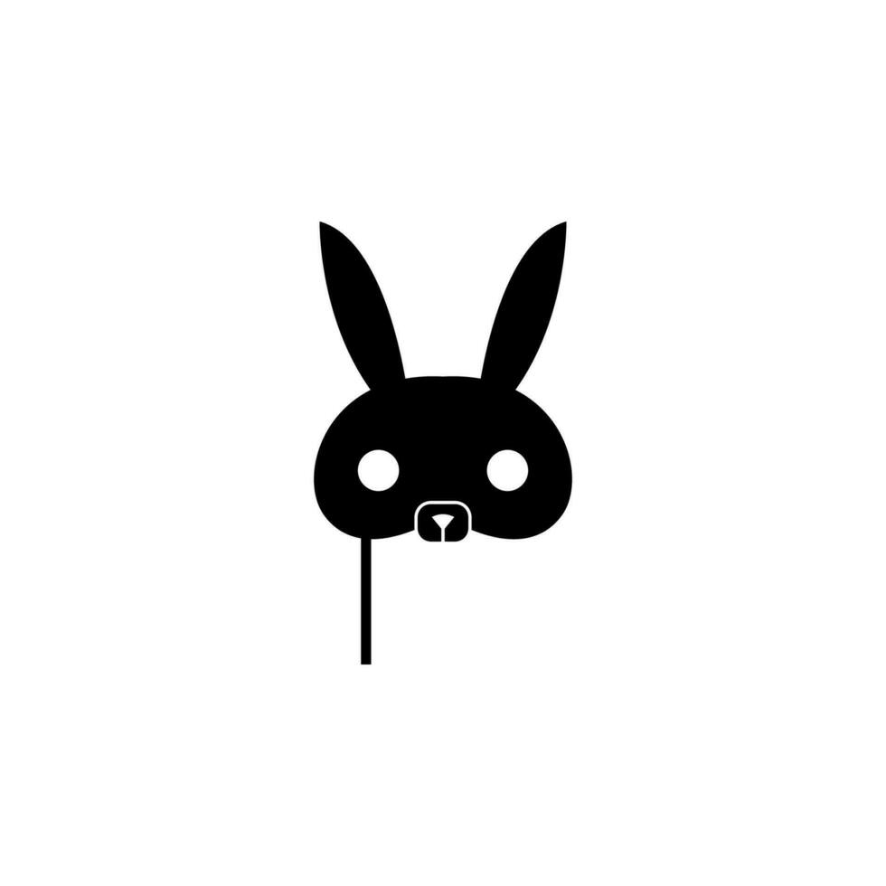 Mask bunny on stick vector icon illustration