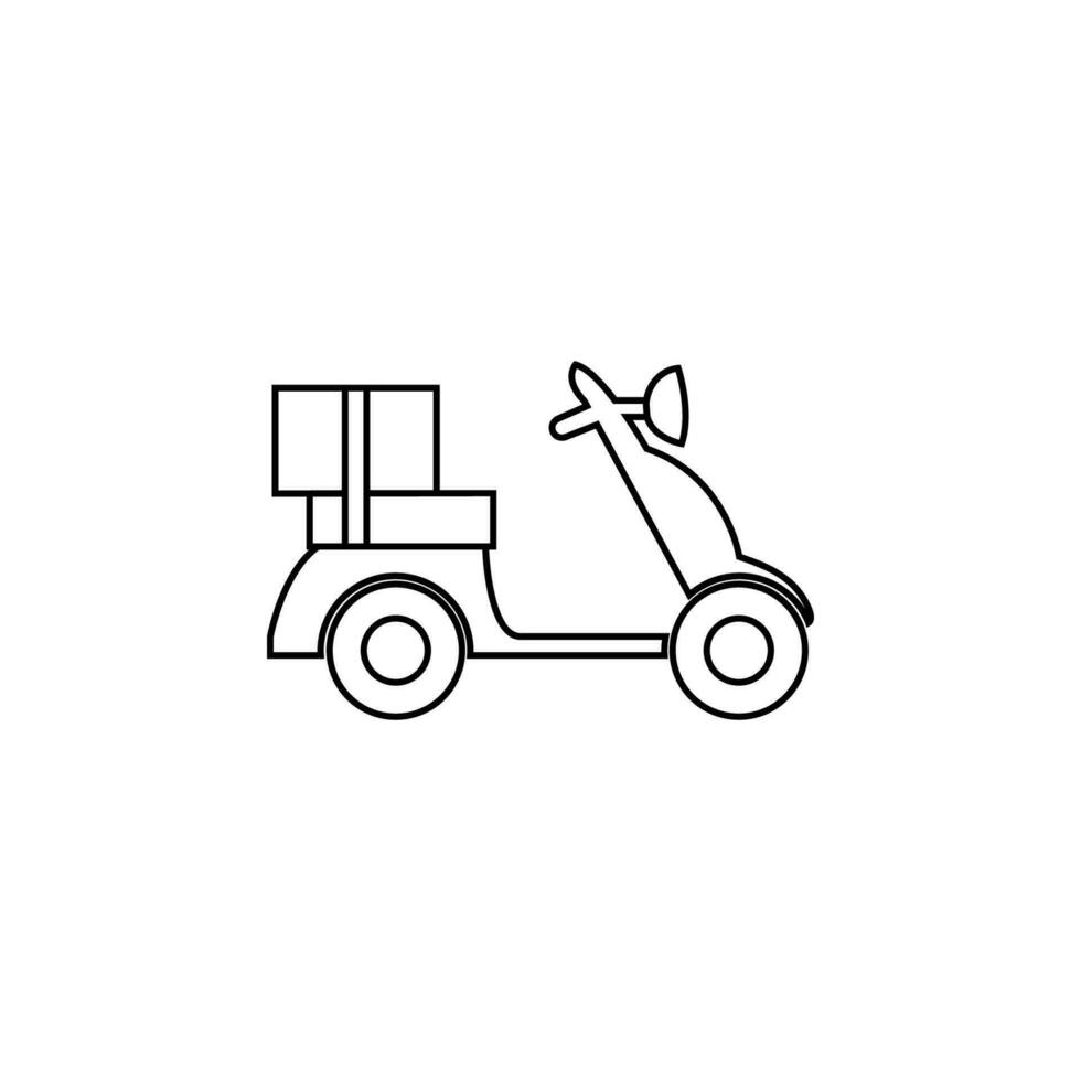 que lleva bienes en scooter línea vector icono ilustración