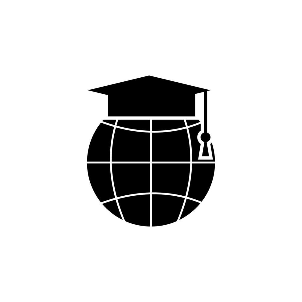 Globe, graduate cap vector icon illustration