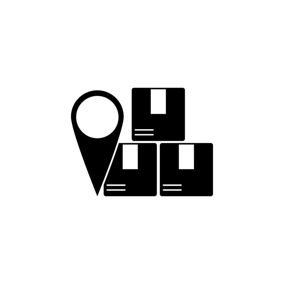 Boxes, location pin vector icon illustration