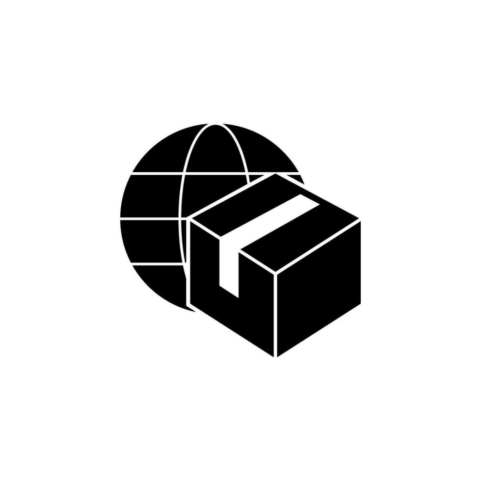 Box, globe vector icon illustration