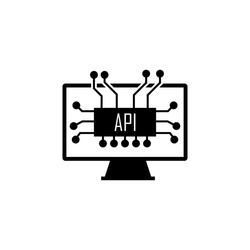 monitor, conexiones, api vector icono ilustración