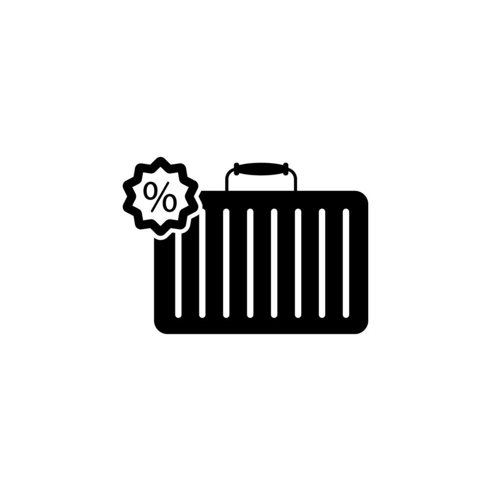 Suitcase, discount vector icon illustration