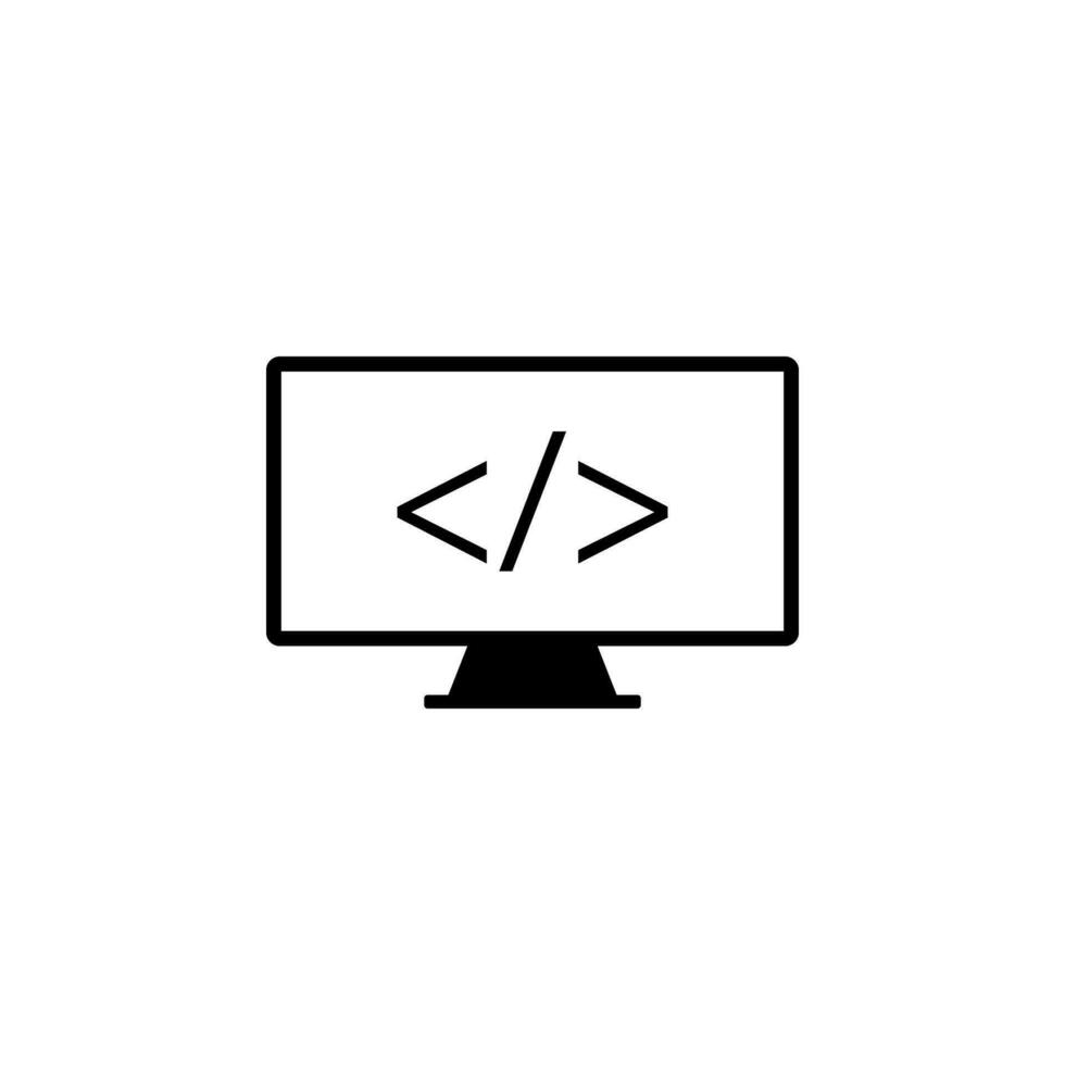 monitor, code sign vector icon illustration