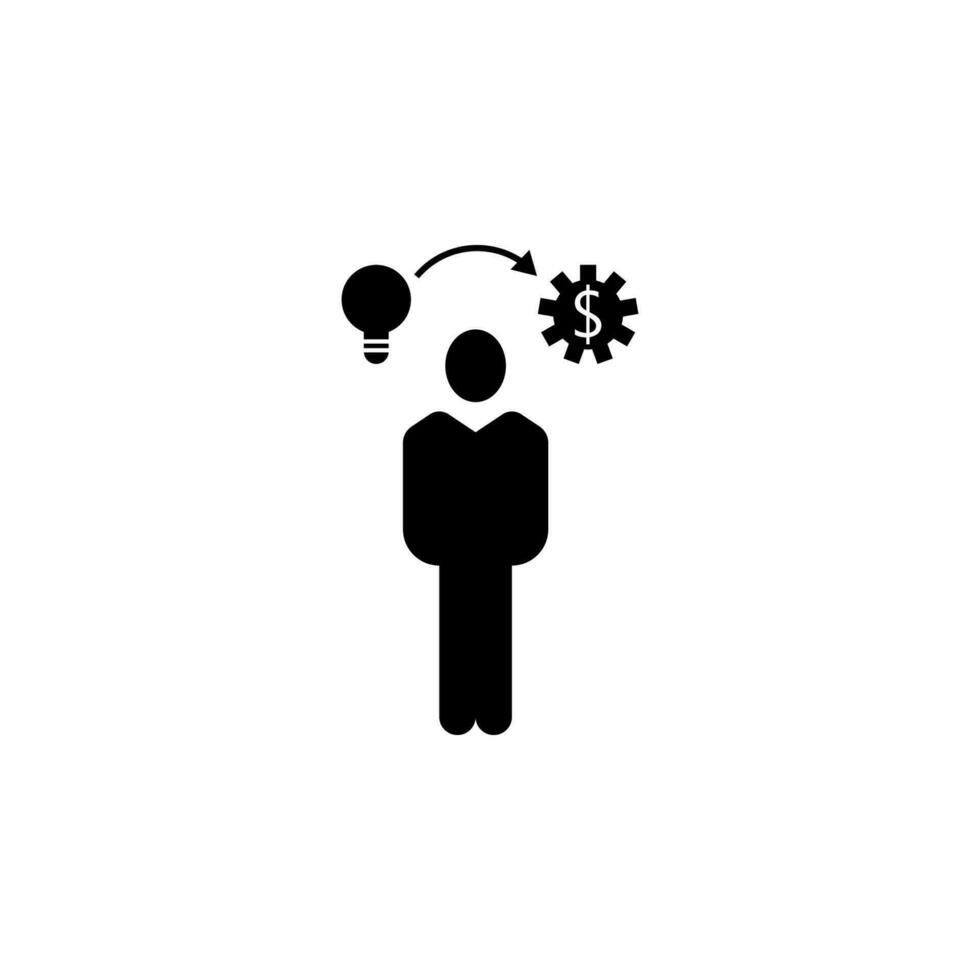 a man with a light bulb and a gear vector icon illustration