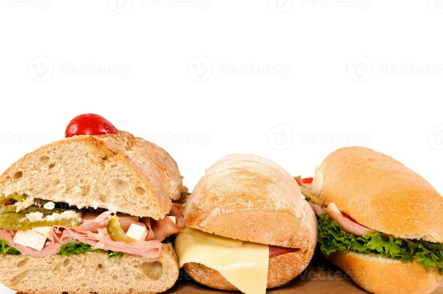 Three sandwichs isolated photo