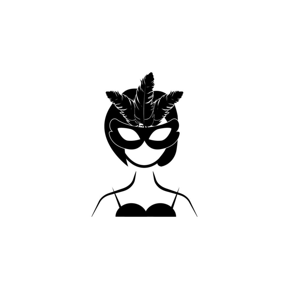 mujer en carnaval máscara vector icono ilustración